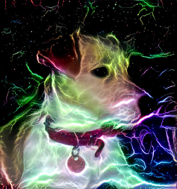 Colourfull rainbow lightning doggo