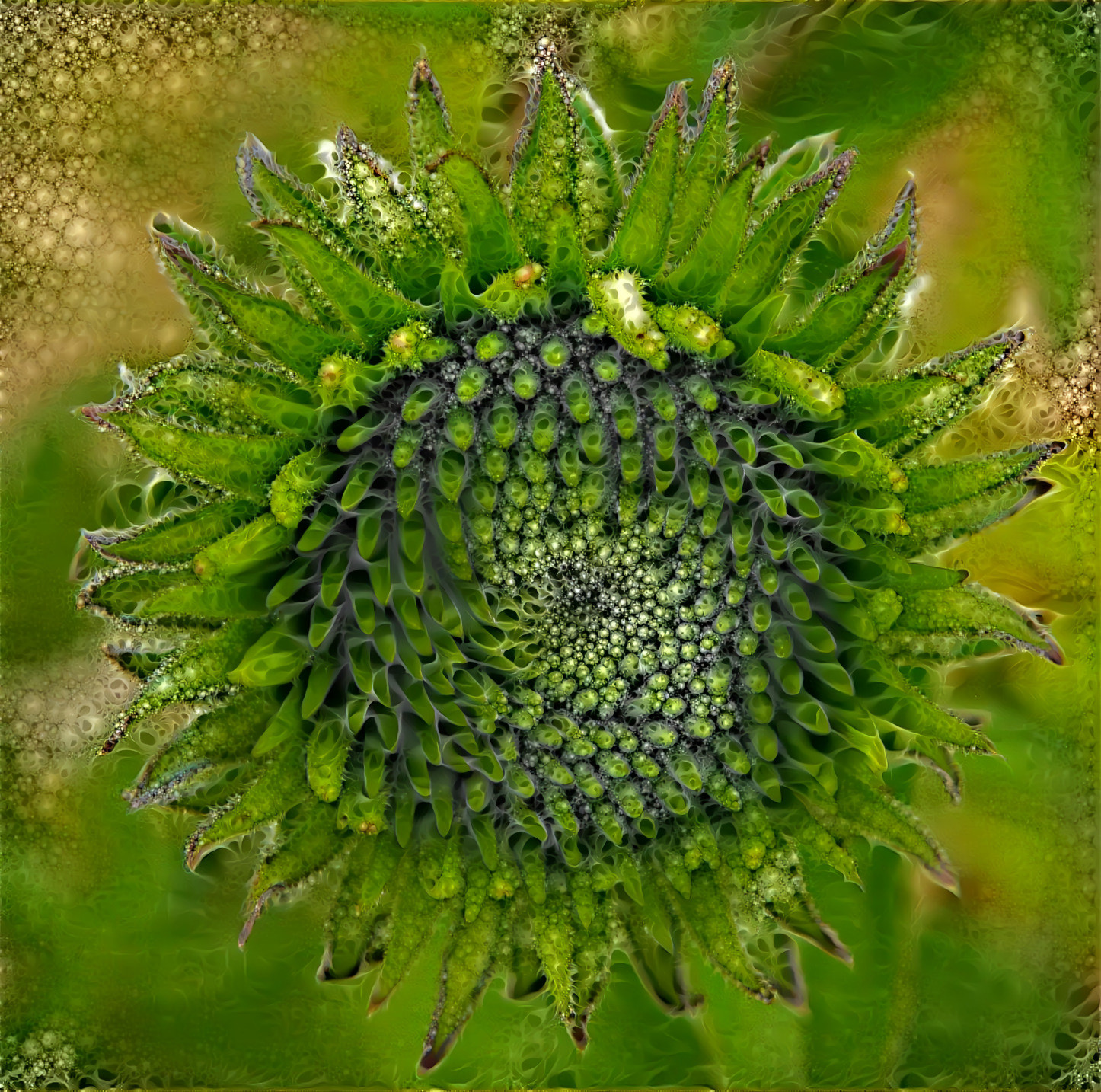 Green Fractal Sunflower