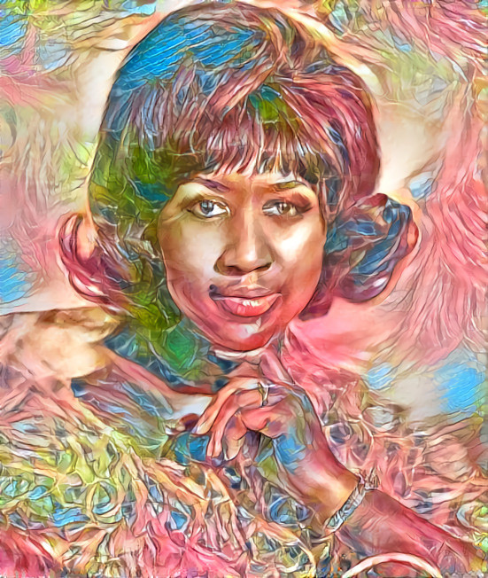 aretha franklin, pink, yellow, blue, painting