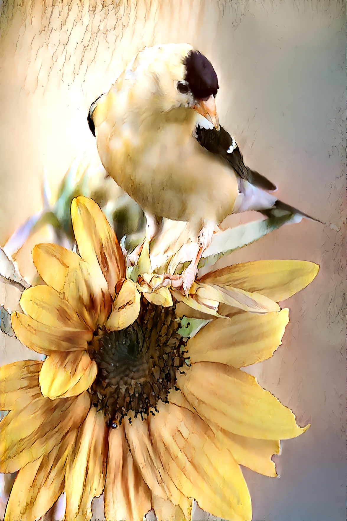 Goldfinch and Sunflower