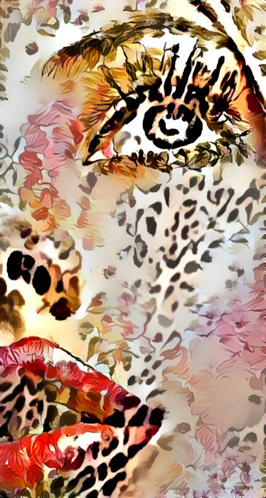 model, face, closeup, leopardprint
