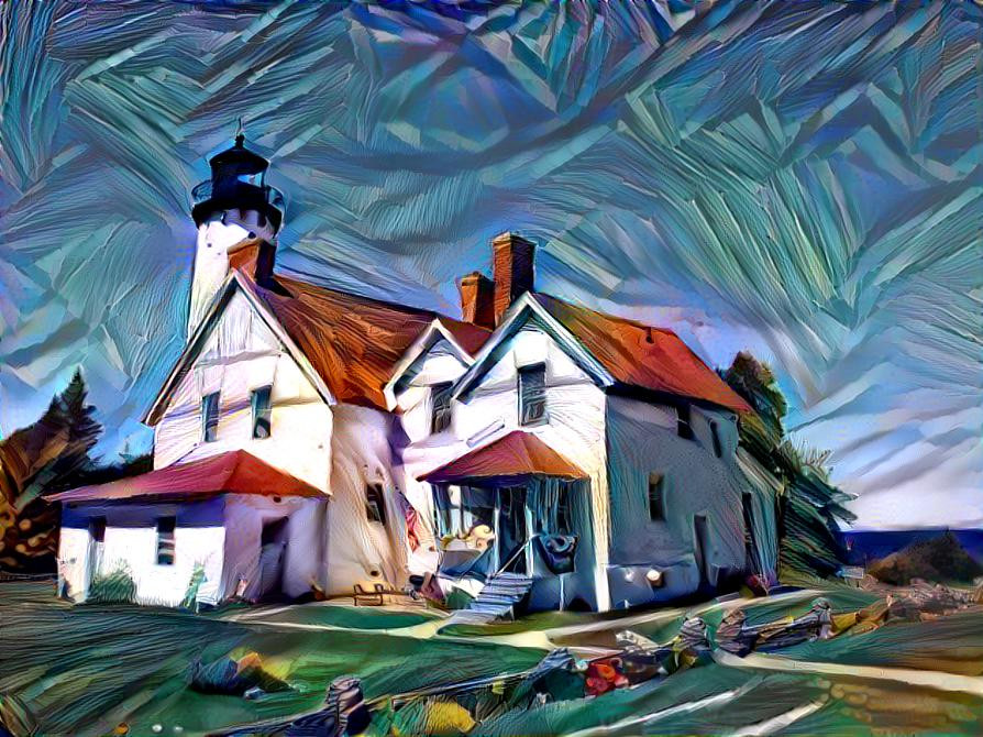 Blue Sky and Lake Superior Lighthouse