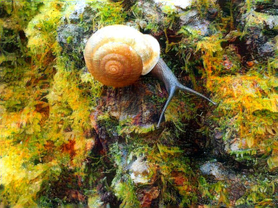 Small Snail on Mossy Roots