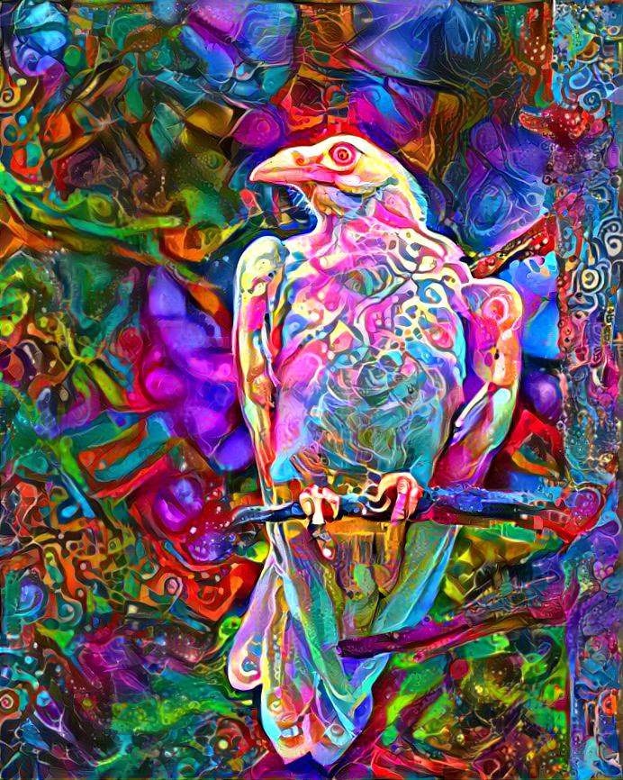 psychedeloscopeart style albino crow