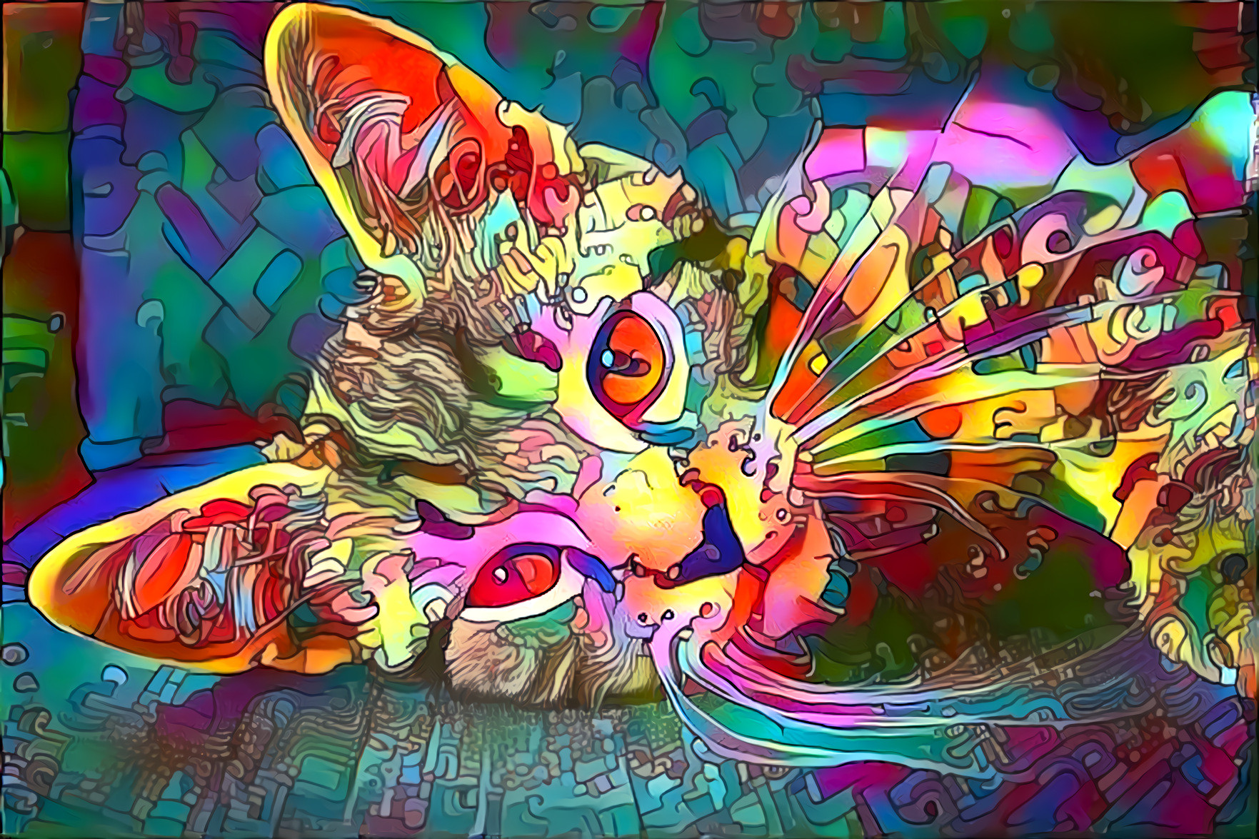 rainbow amazing haha cartoon cat 
