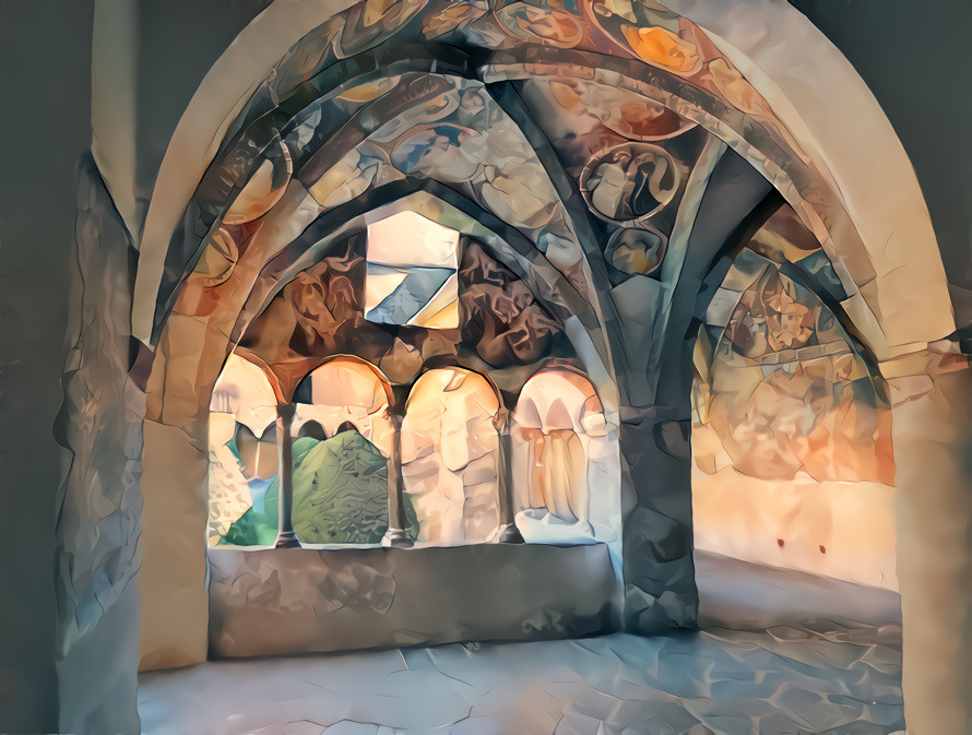 Cloister in Brixen, South Tyrol / Italy with wonderful fresco paintings (from 1390)