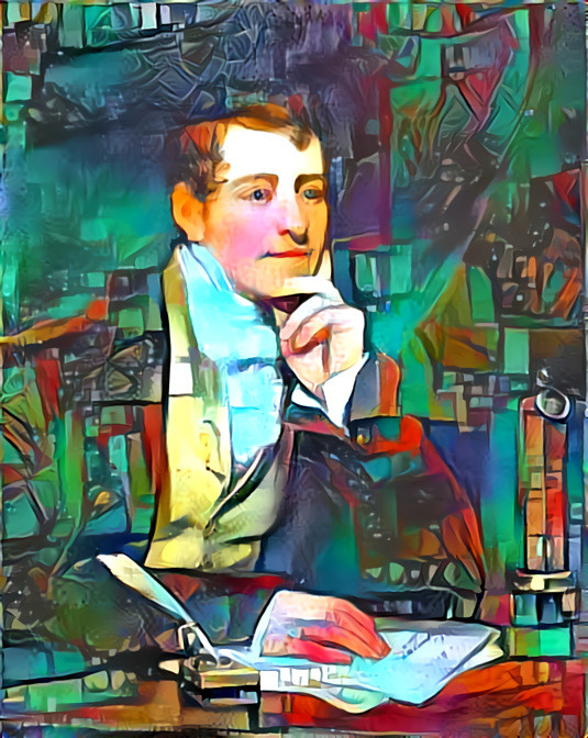 Electrochemistry Man  - About: Sir Humphry Davy:  1)https://en.wikipedia.org/wiki/Humphry_Davy 2) https://www.sciencehistory.org/distillations/science-and-celebrity-humphry-davys-rising-star -Pub Dom, https://commons.wikimedia.org/w/index.php?curid=6364758
