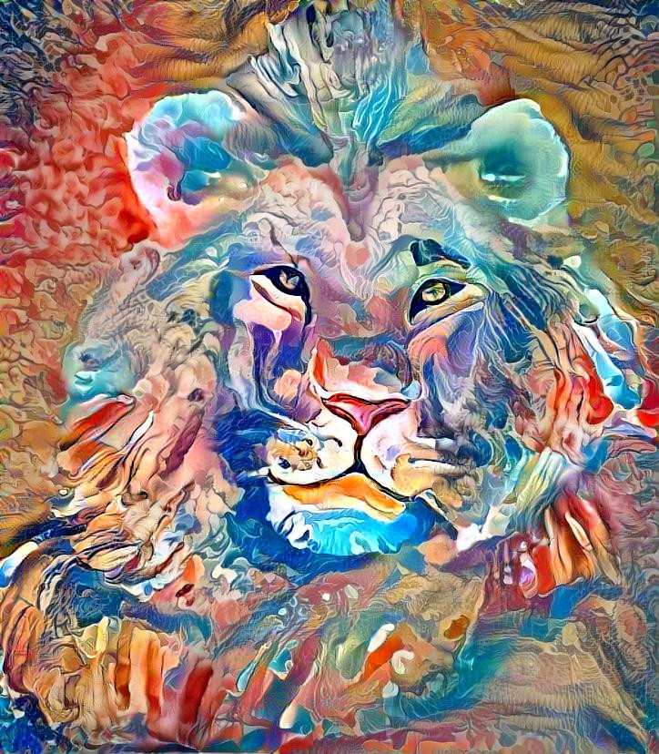 Fabricpainting of Lion 