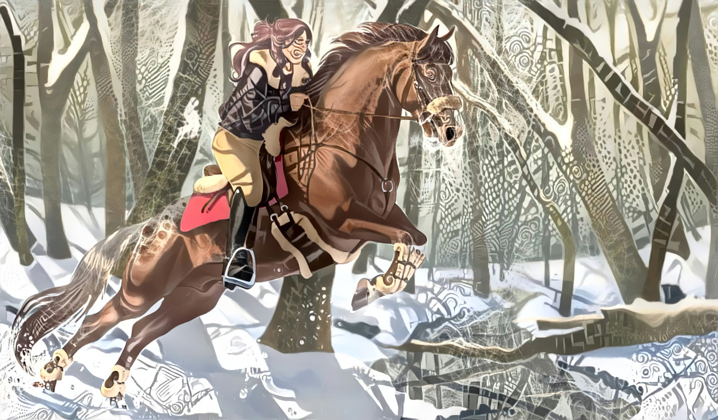horse riding in the snow (верховая езда по снегу) 