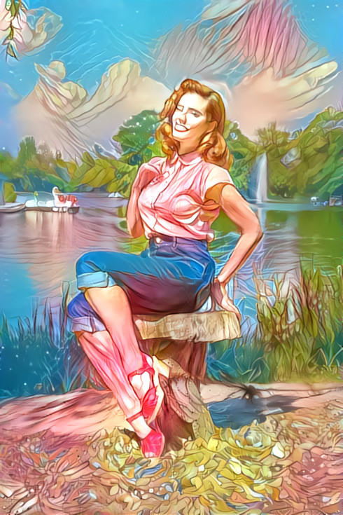 Pin up by the swan boats