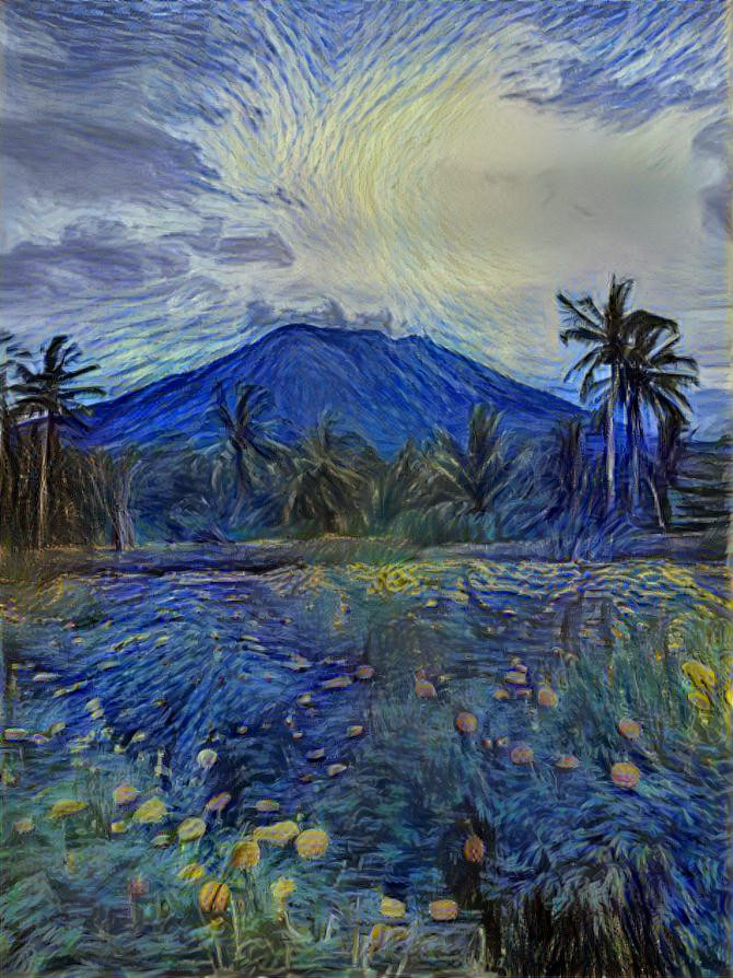 My photo of Mt. Agung modified.