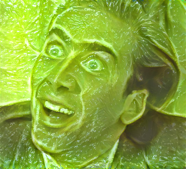 nicolas cage retextured with lime slices