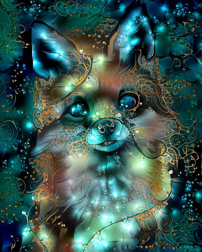fox tangled in lights