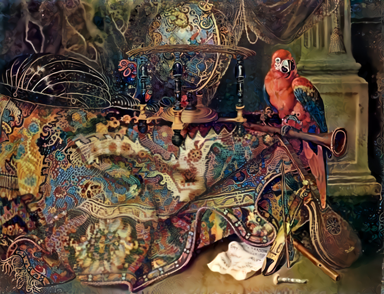 Victorian Interior with Parrot