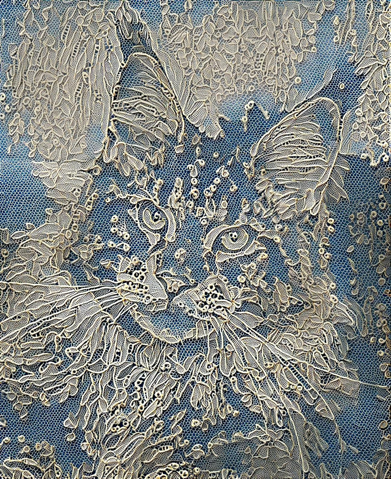 Maine Coon Cat Captured in Lace