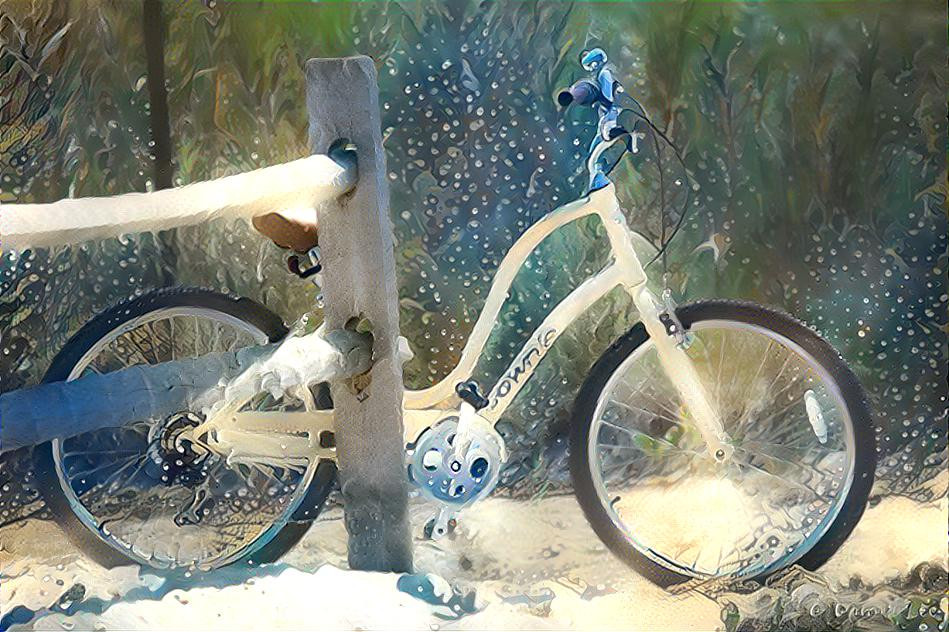 Townie bicycle on beach