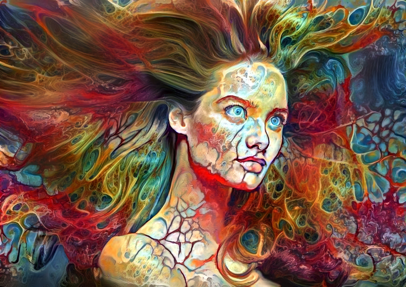 remi kasia with wild hair - organic paint