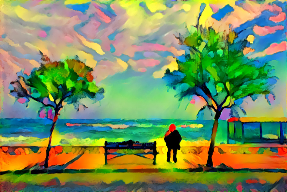 - - - - -  'Gazing out to sea'  - - - - - - - - - - Digital art by Unreal - from own photo.