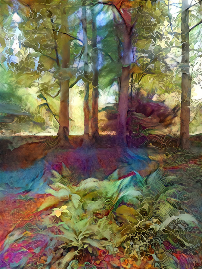 - - - 'Atmospheric Trees and Ferns' - - - - - - - - - - Digital art by Unreal - from own photo.