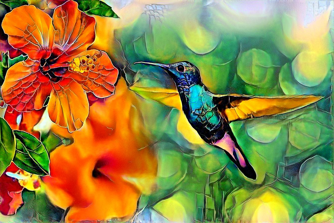 Hummingbird And Trumpet Flower