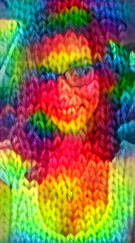 car selfie turned into colorful knit pattern