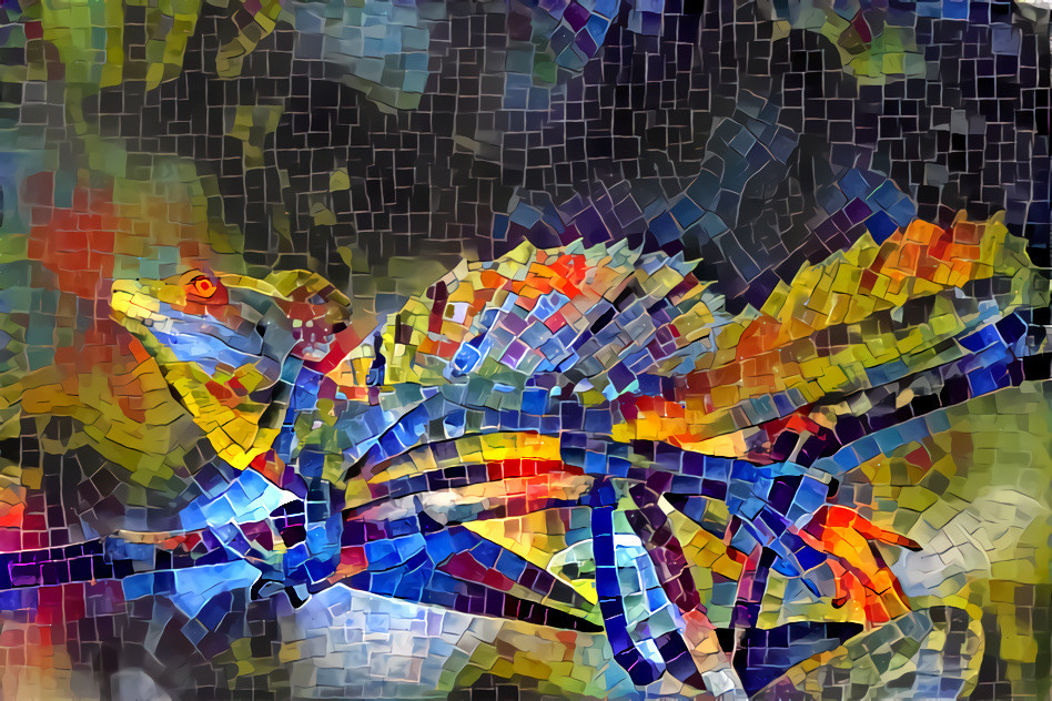 Basilisk lizard mosaic