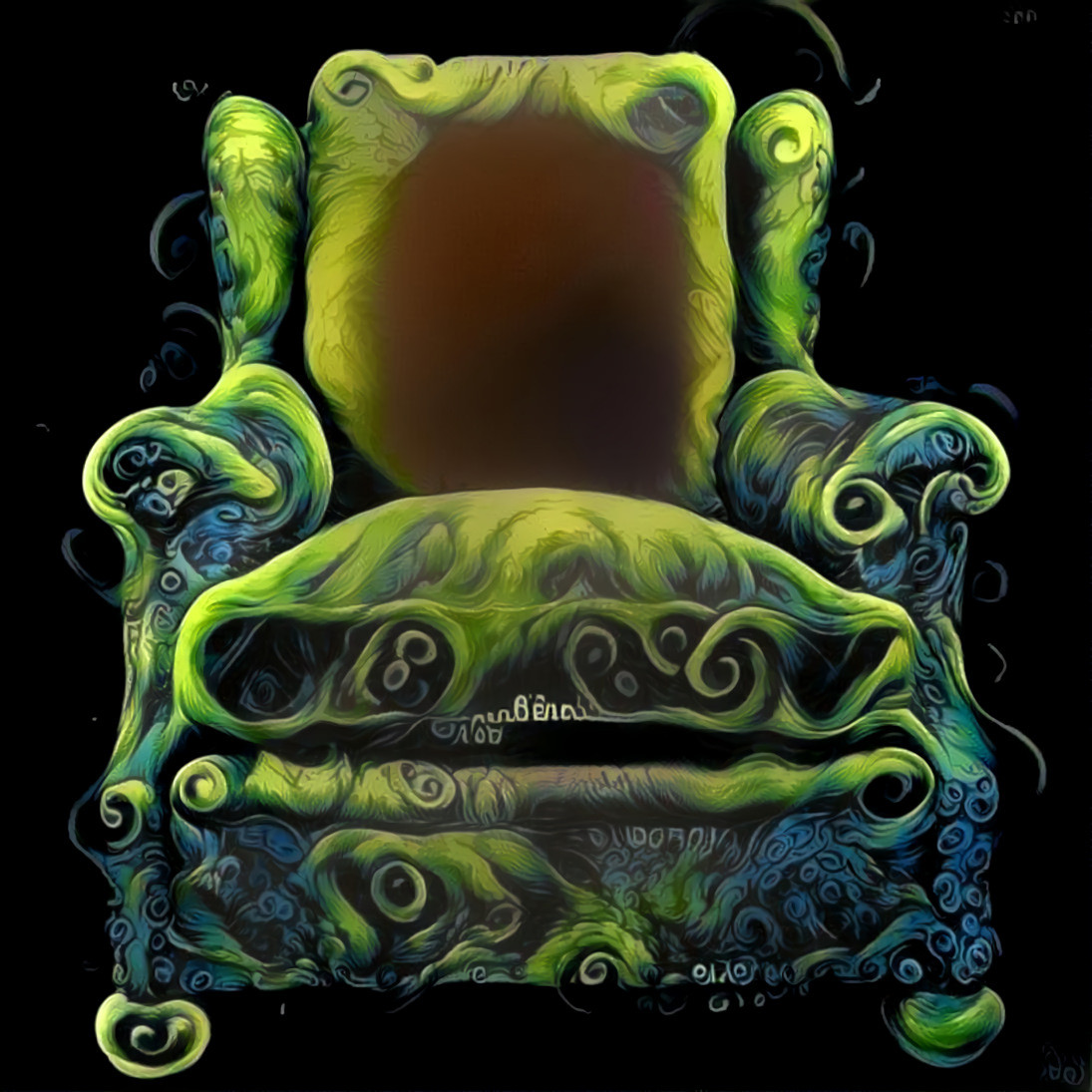 leather chair - green swirl