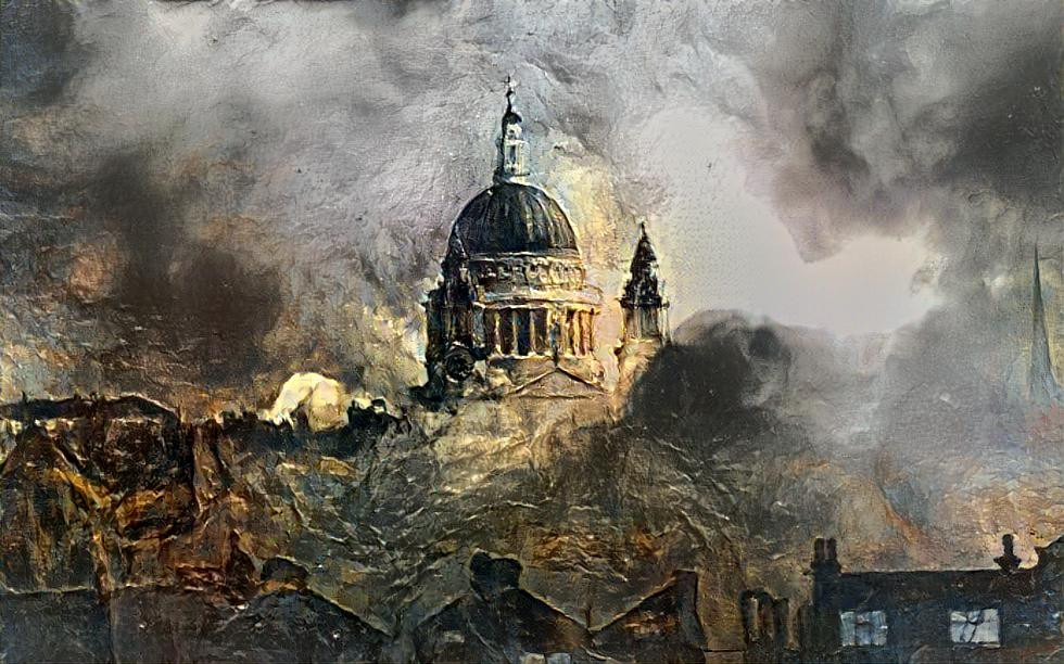 St Paul Cathedral in its darkest hour.