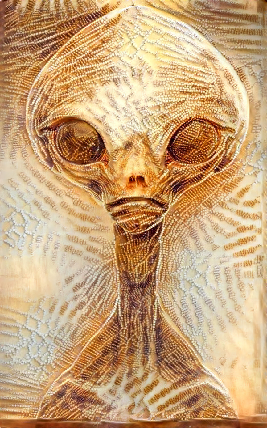 alien portrait - gold, white