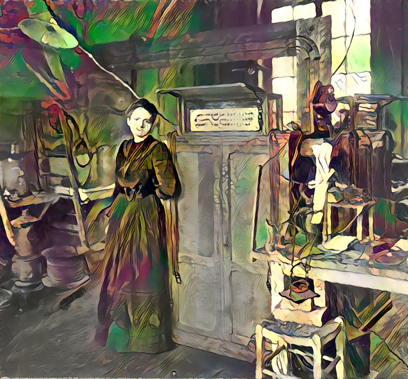 Radioactivity Pioneer V1.0 — Madame Curie At Work — 1st woman Nobel Prize winner, French physicist and chemist, pioneering research on radioactivity. — Photo: Madame_Curie_in_her_laboratory._Presented_to_Martha_Van_Rensselaer_upon_the_occasion_of_-_(385635