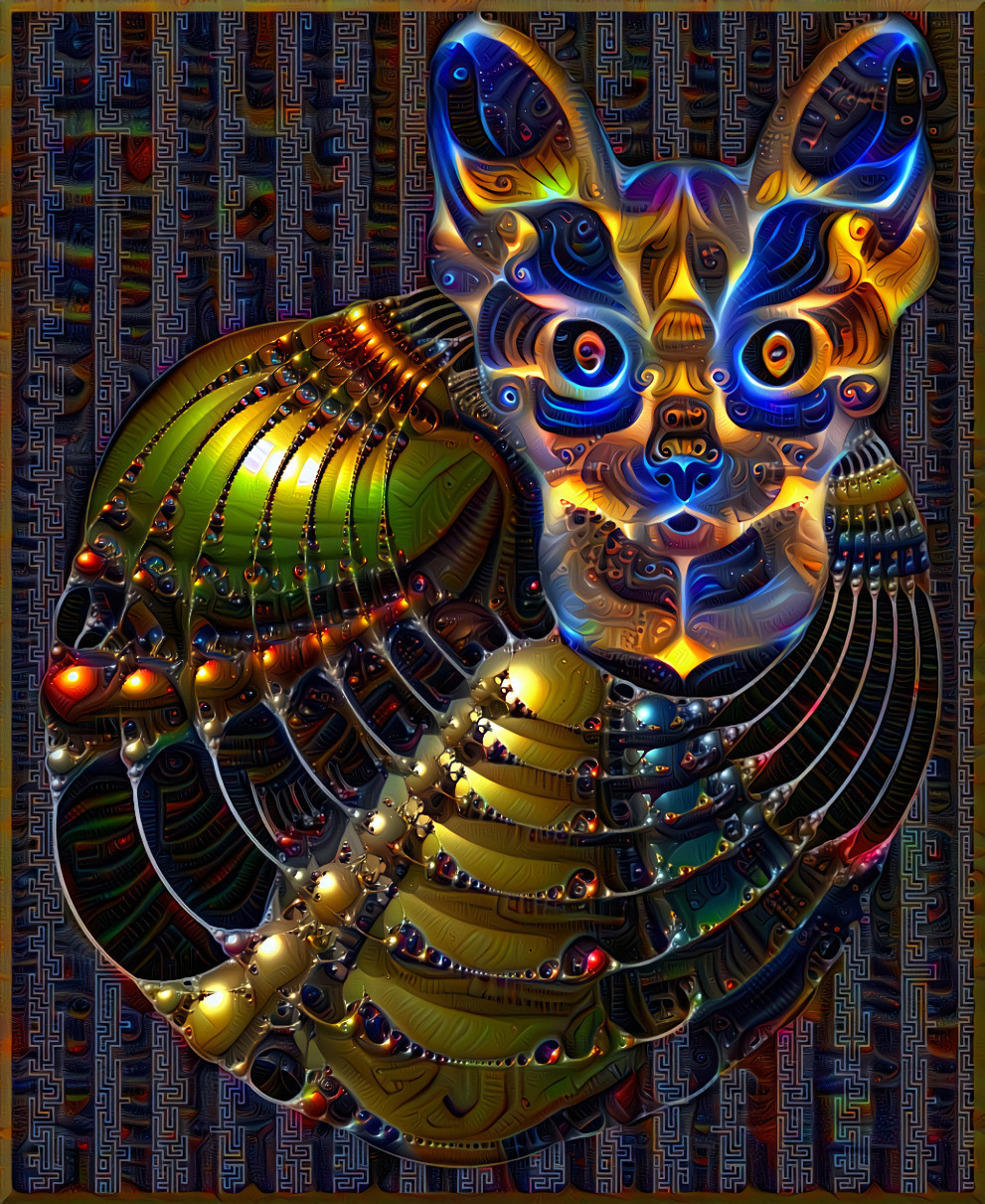 Temple Cat ( made using #Mandelbulber for the body )