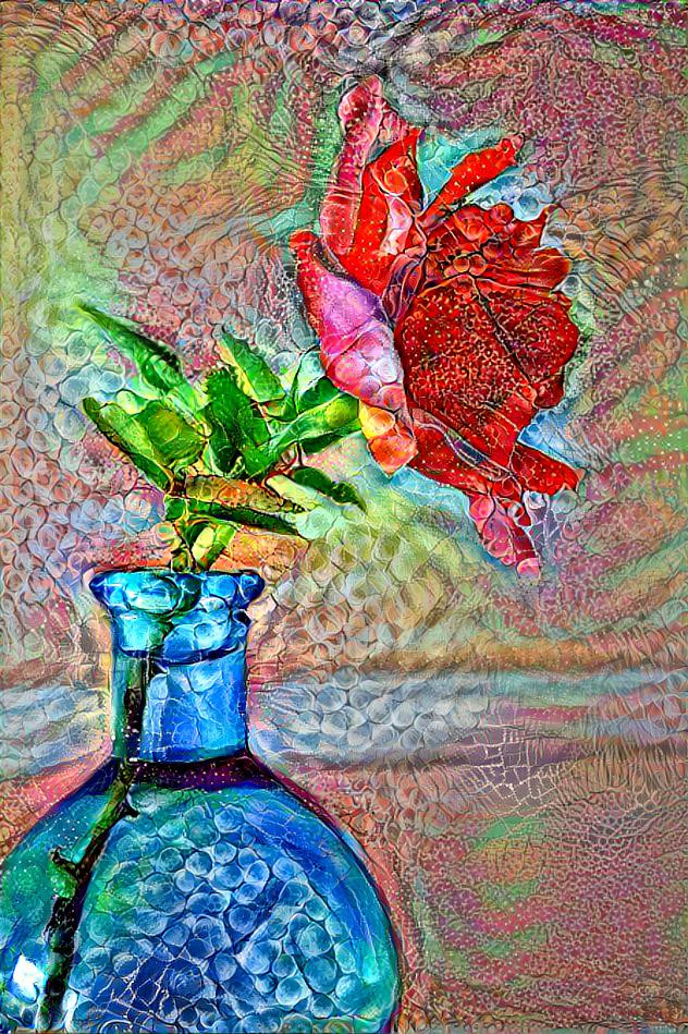Red Rose Blue Vase