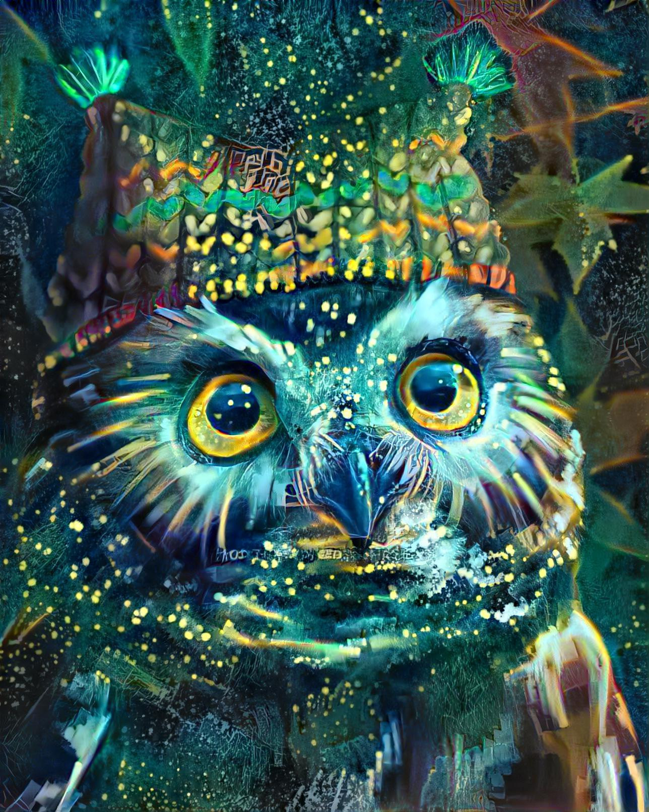 Owl with Knit Hat