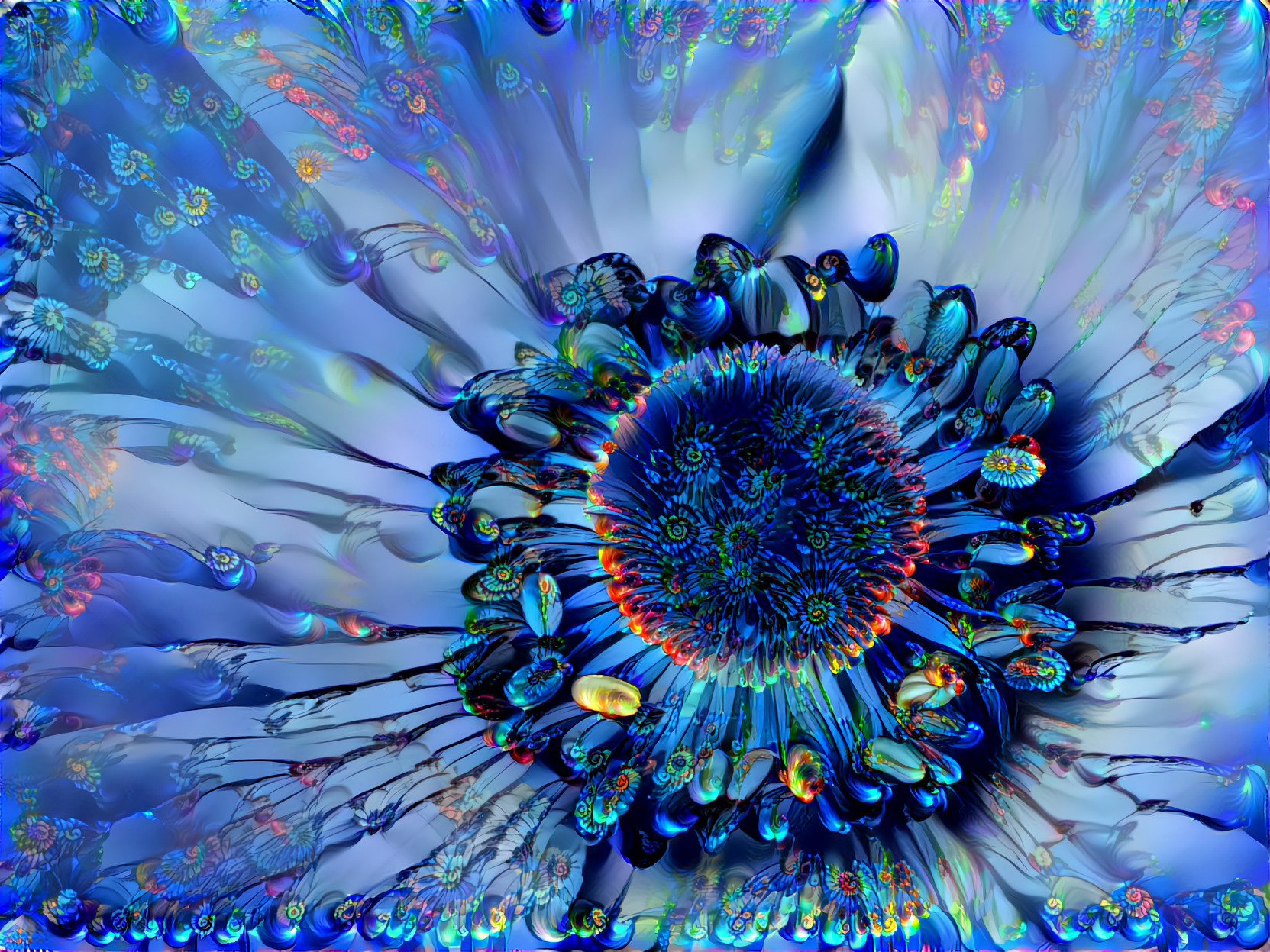 Blue Fractal Sunflower