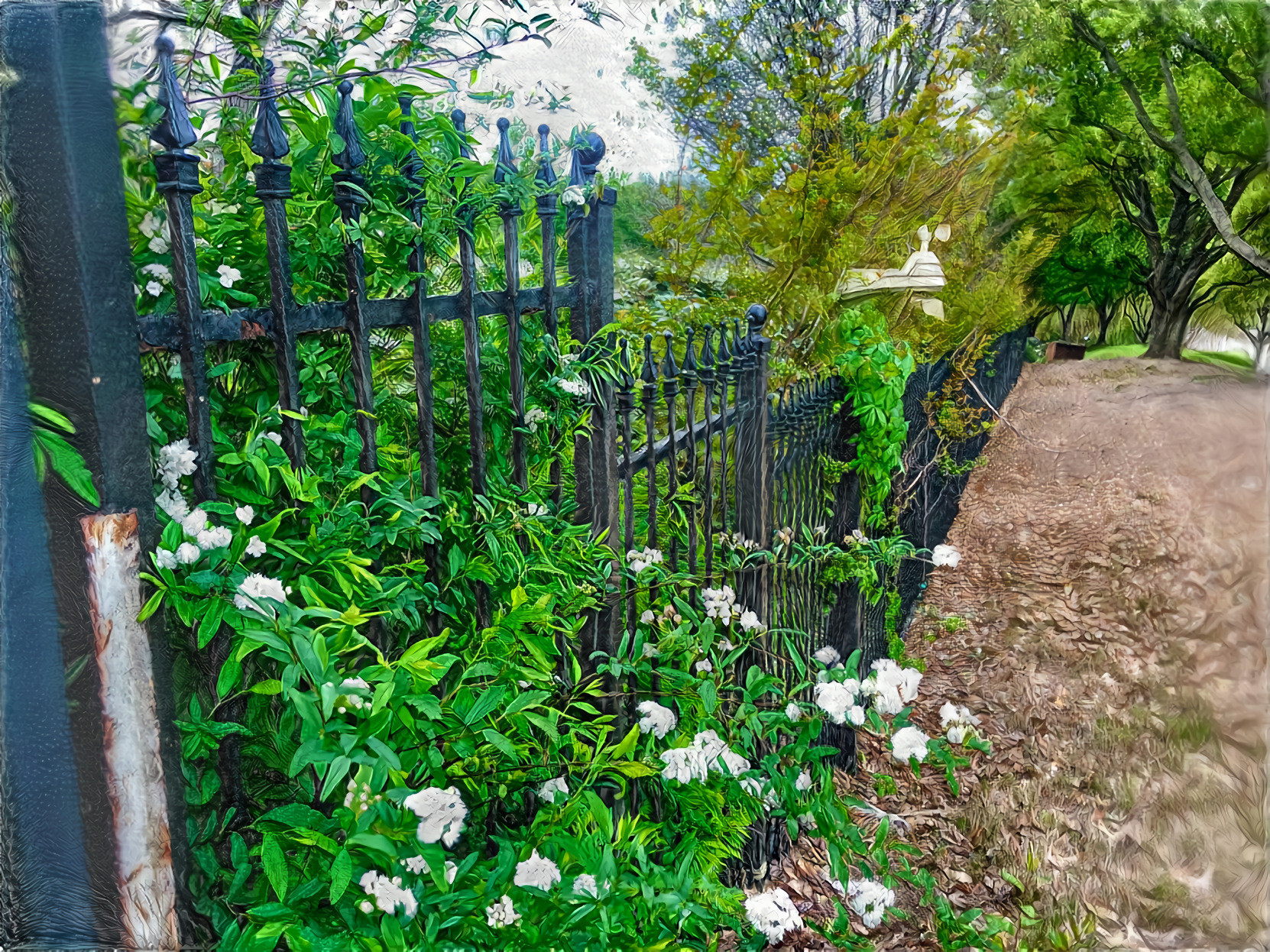 Idyllic fence in bloom
