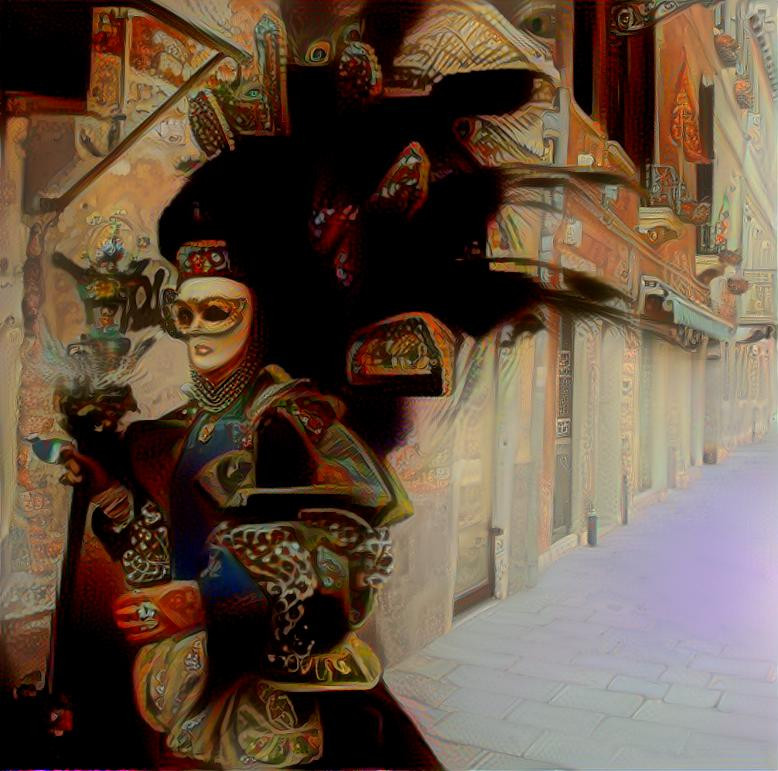 A Mysterious Masked Person Walks Through Venice