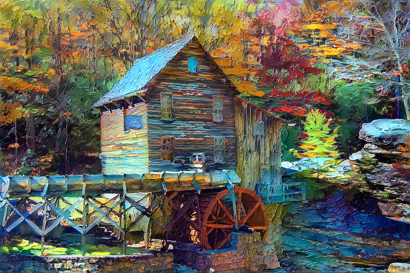 Wooden Mill with water wheel