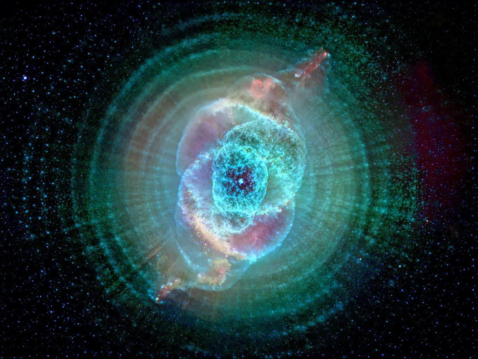 Cat eye nebula + Helix nebula (Infrared)