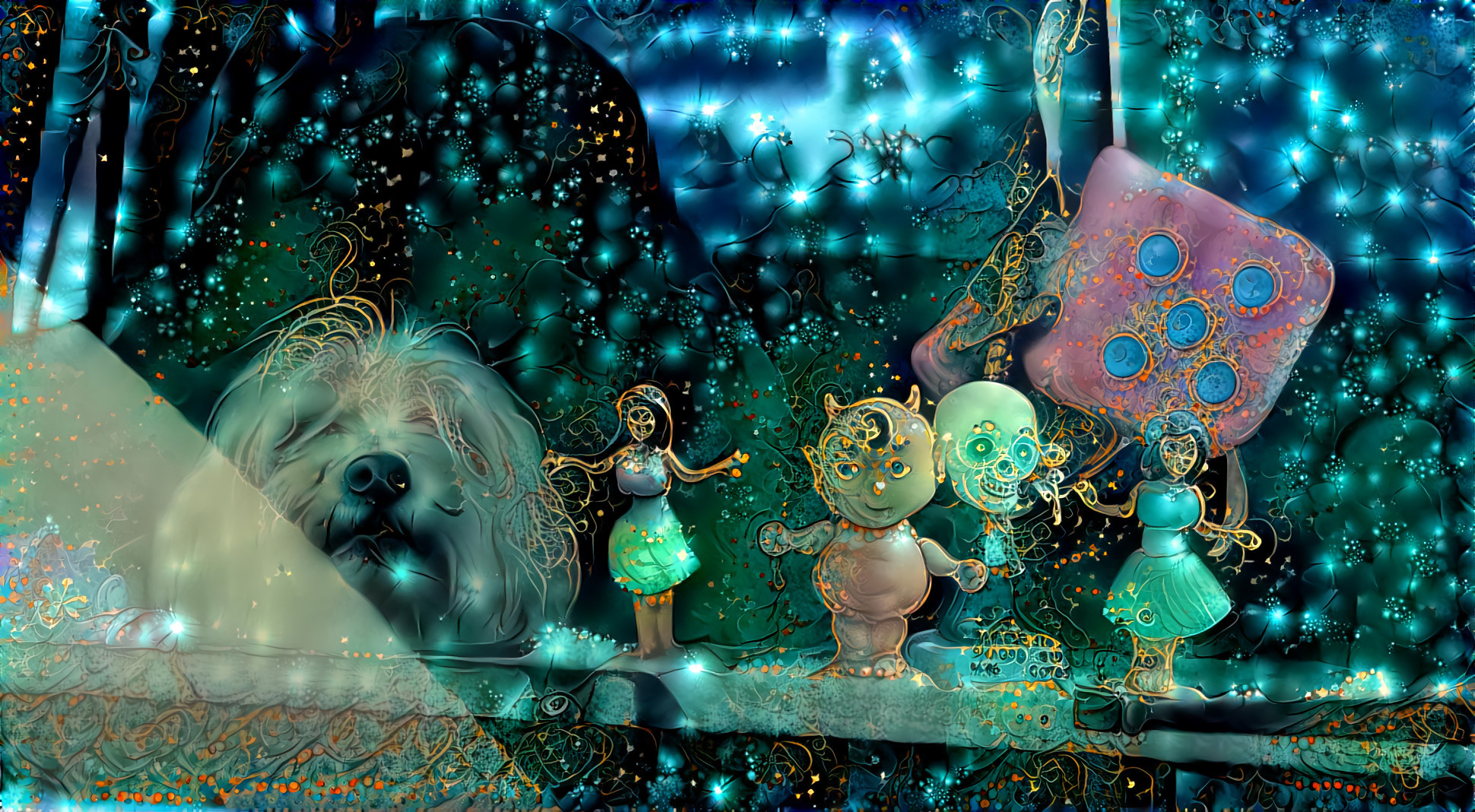 Dashboard Dog Deep Dreaming with his friends