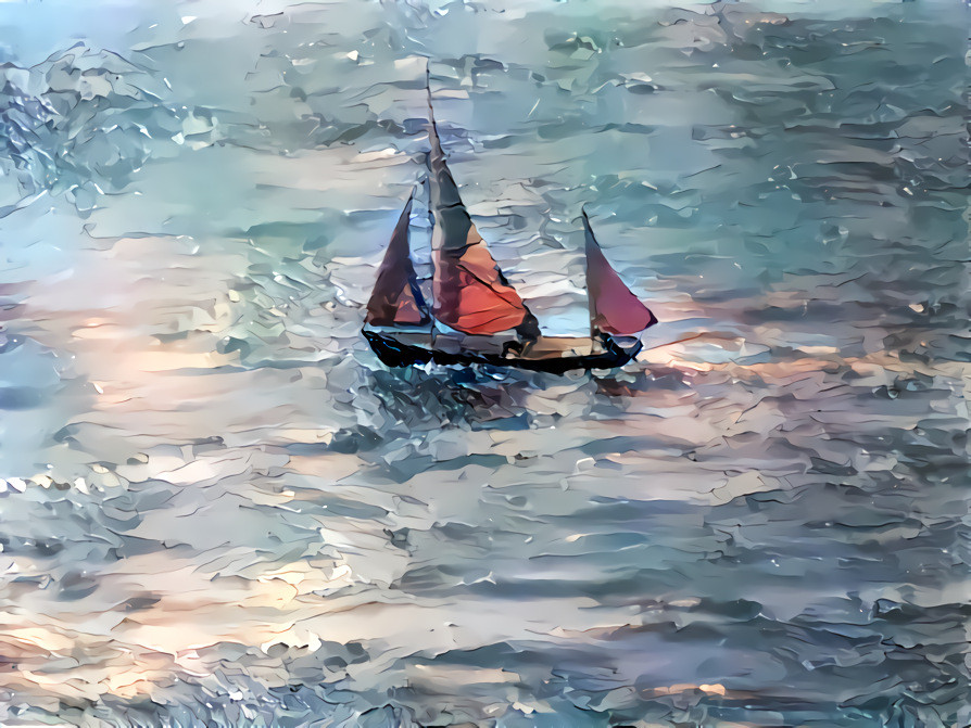 "Small Boat, Big Sea" - by Unreal from own photo.