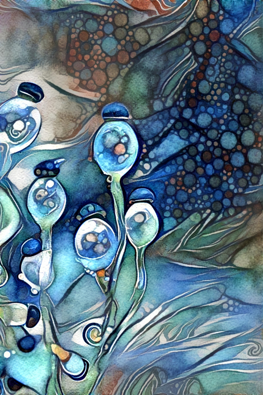pearl water drops macro photography mushrooms blue