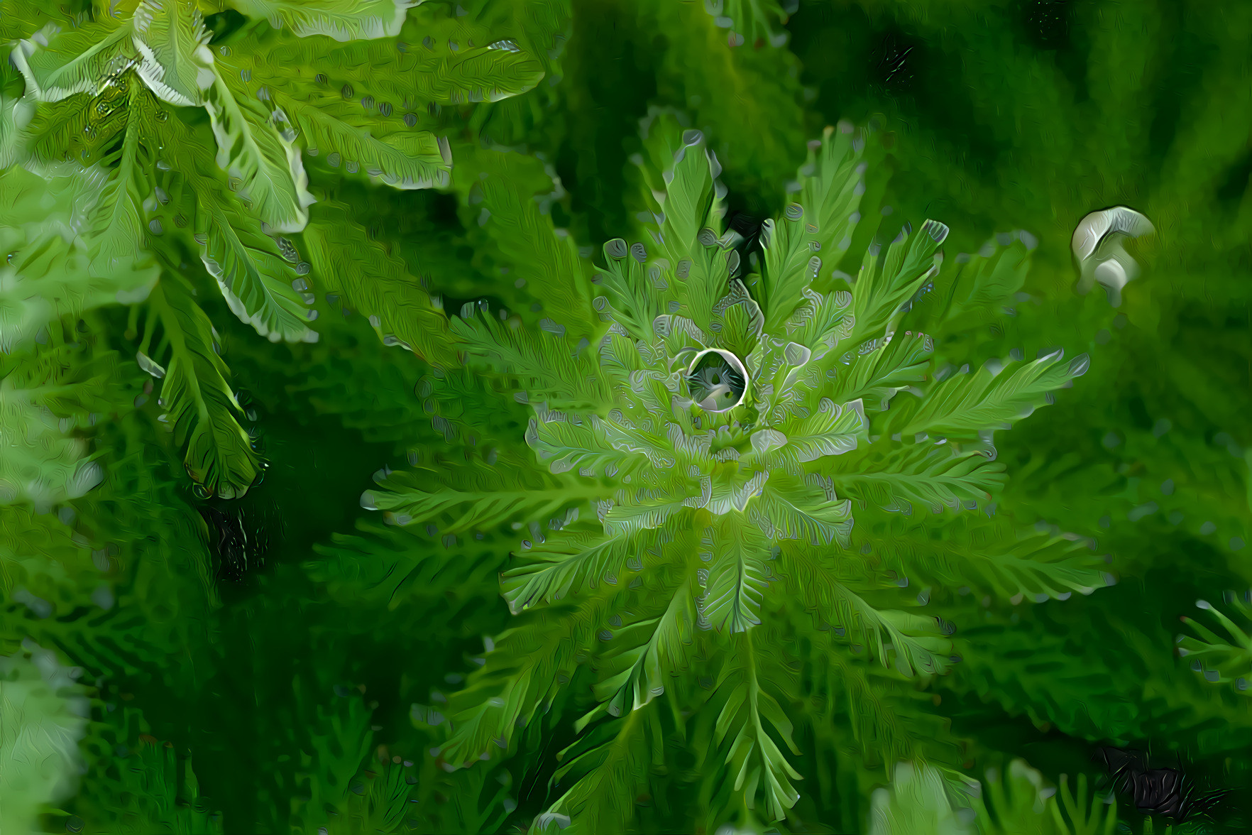 Summer Dew on the Green Plants