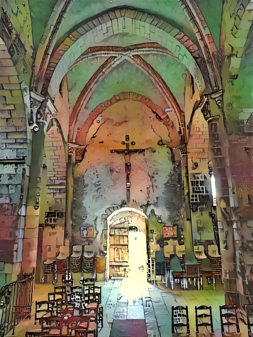 -  -  -  -  -  'Saint-Laurent-et-Notre-Dame church in Gargilesse'  -  -  -  -  -  Digital art by Unreal - from own photo.