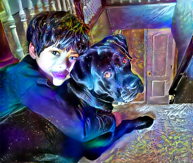 Child and Dog (Fireworks)