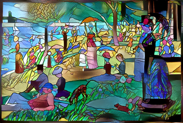 Stained glass version of A Sunday Afternoon on the Island of La Grande Jatte