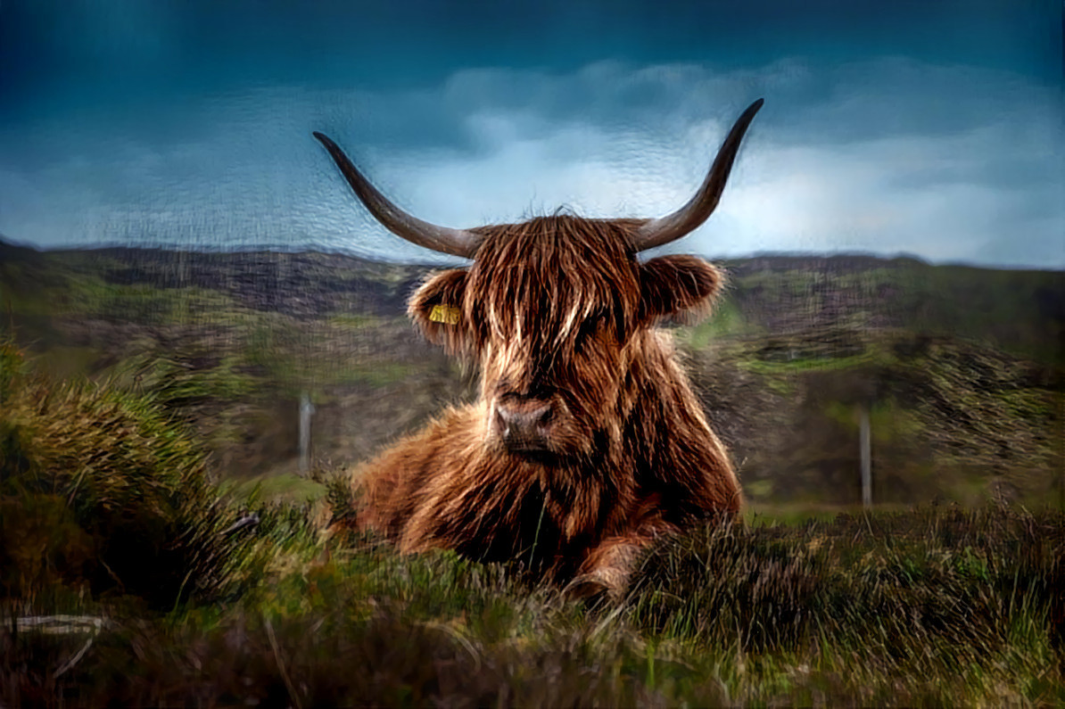 Highland Cow, Scotland.  Source image by FrankWinkler, Pixabay