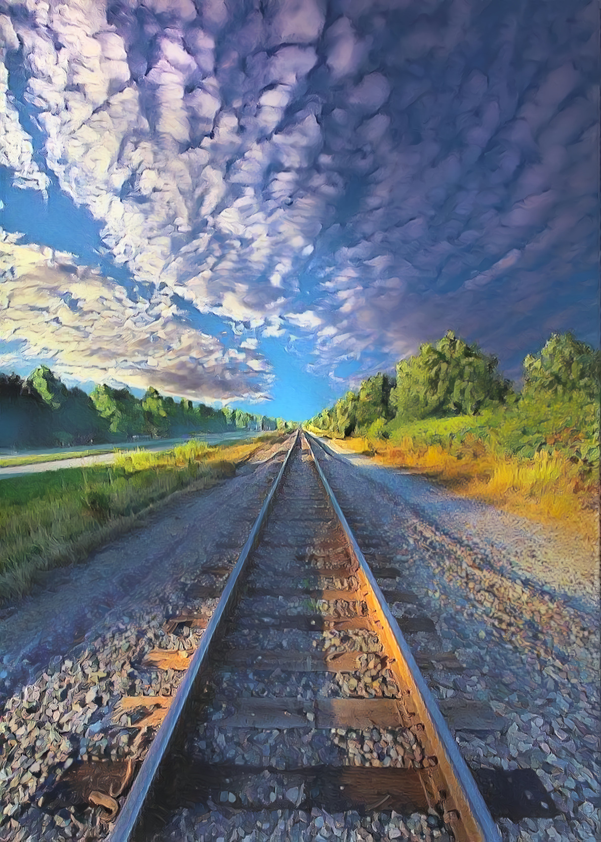 Railway under a Mackerel Sky