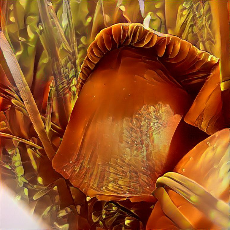 Orange lawn mushrooms