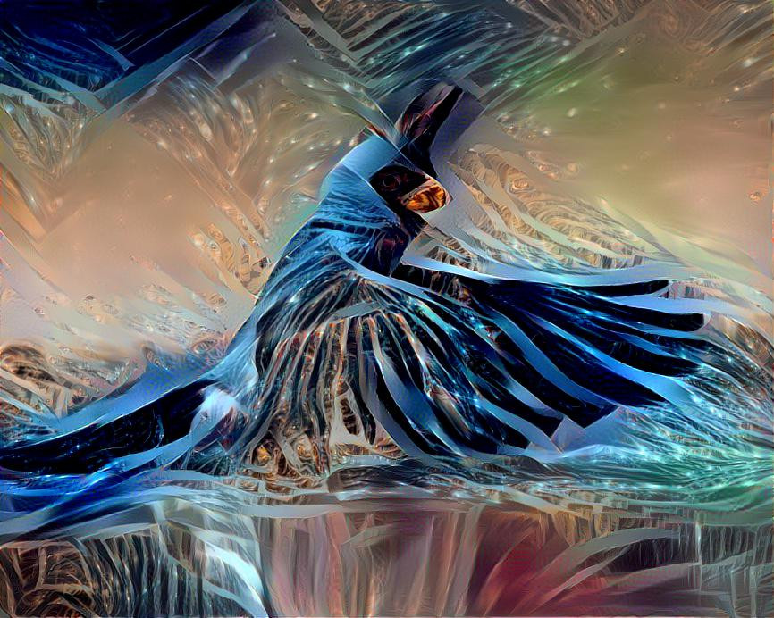Landing Blued Northern Cardinal