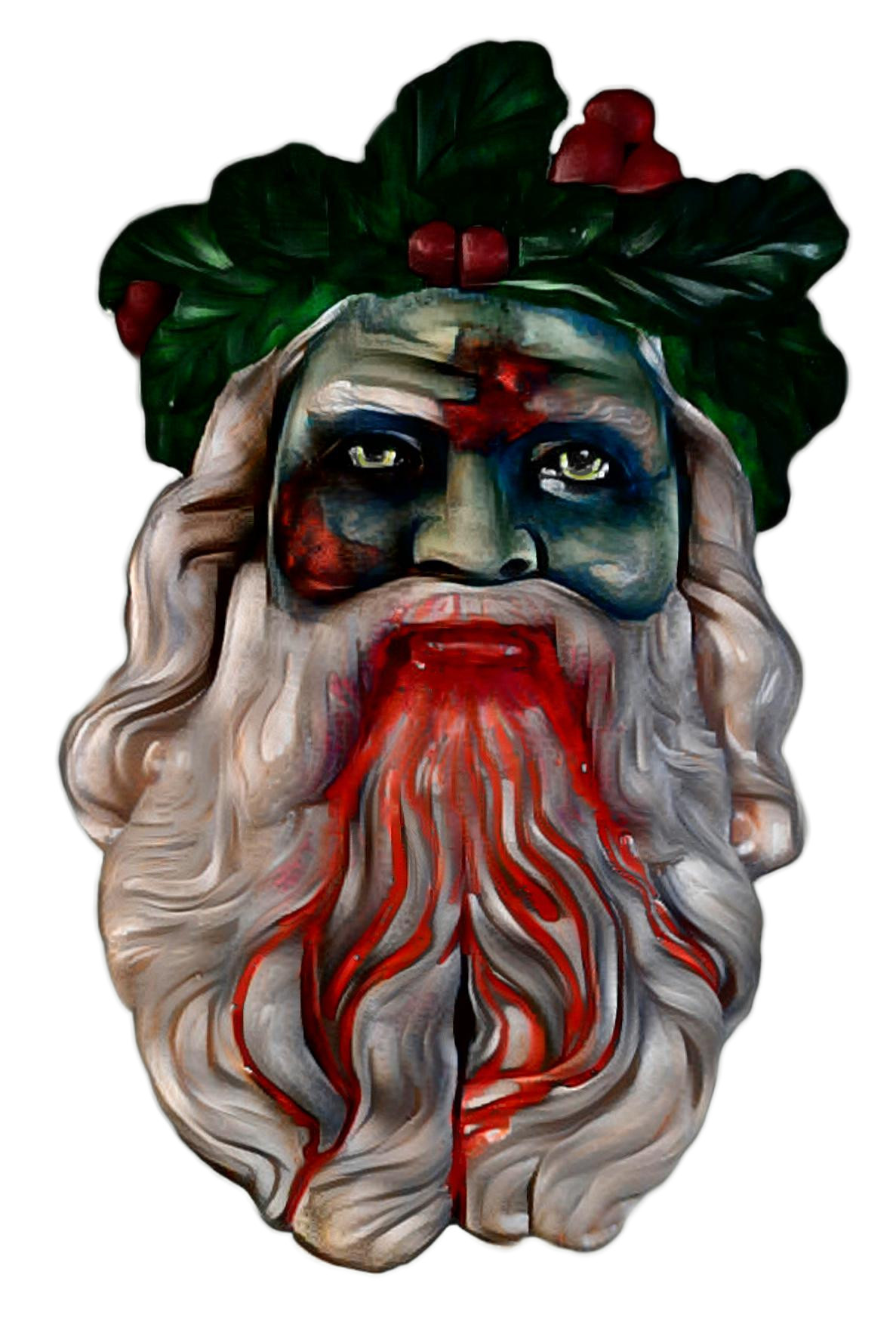 He sees you when you're sleeping. My zombie Santa plaque I made a few years ago